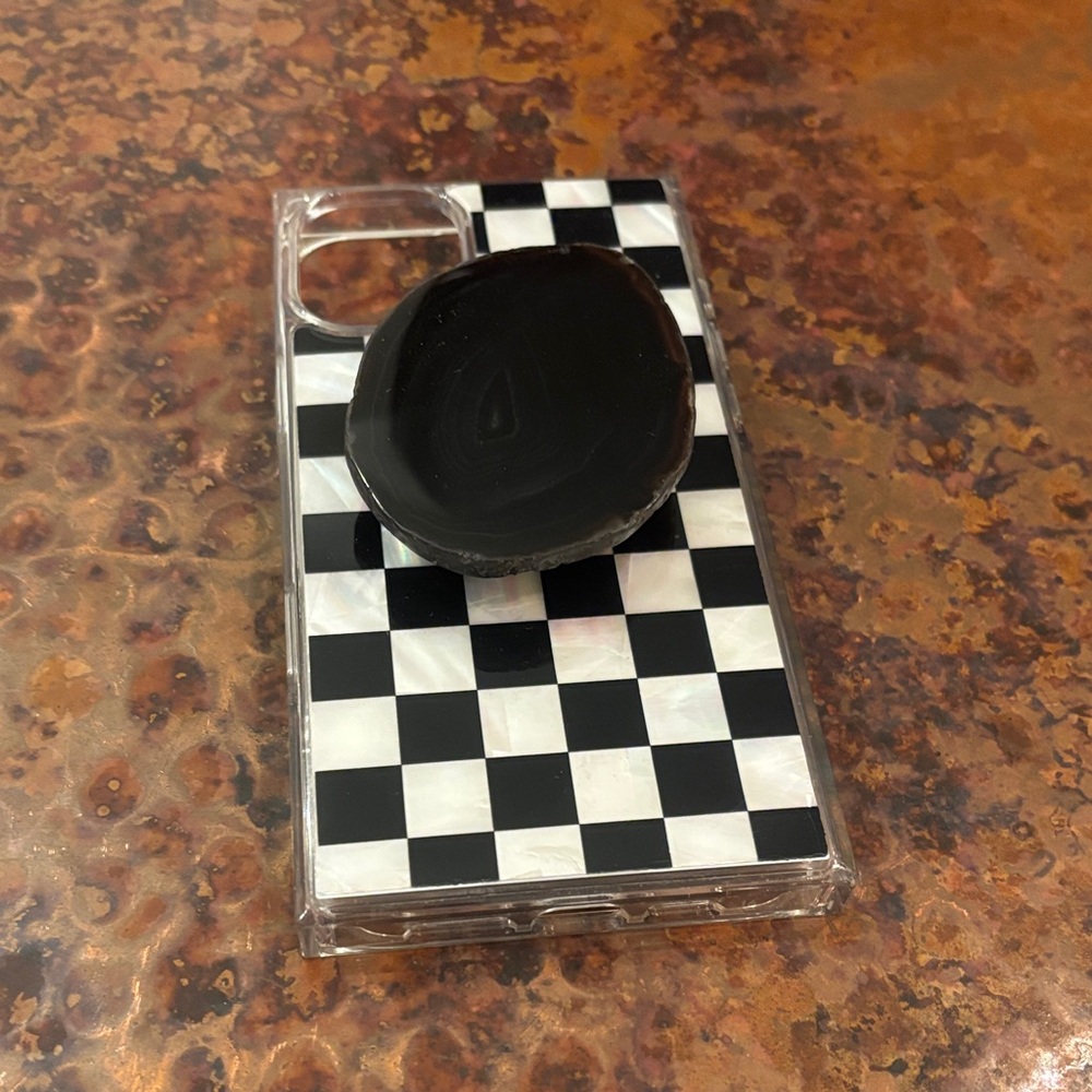 11 pro max Apple Checkered Phone Case with a stone Grip